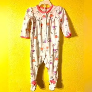 Child of mine, Infant's 3-6M Onesie, White/Pink Rainbow Unicorn Footed Snap PJ's